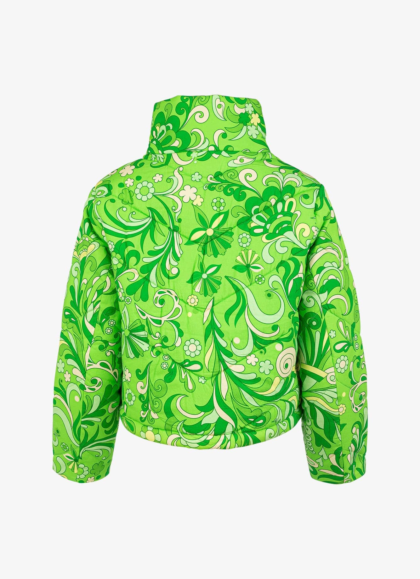 Spring Quilted Jacket - Cotton - Lime Psychedelic Floral