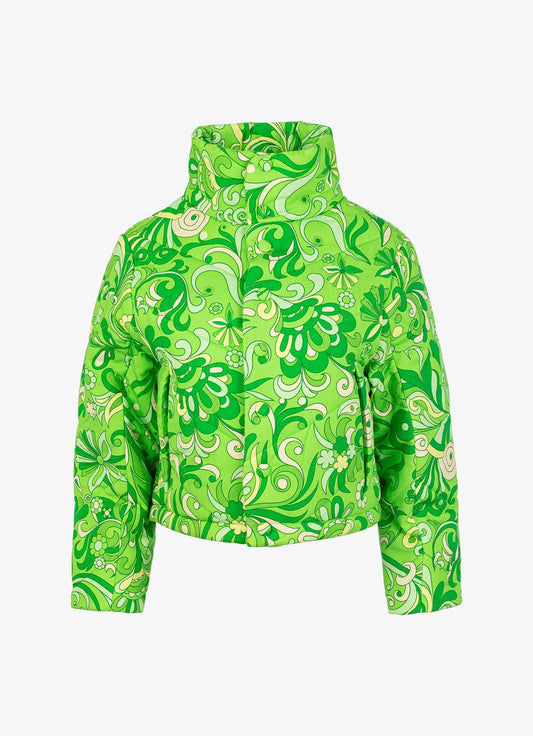 Spring Quilted Jacket - Cotton - Lime Psychedelic Floral
